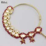 Ritvi Shehnaz Kundan Nose Ring/Nath (Ruby)