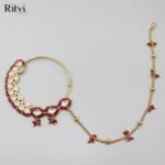 Ritvi Shehnaz Kundan Nose Ring/Nath (Ruby) - Image 2