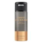 David Beckham Bold Instinct Deodorant Spray 150ml for Men in a premium grey and bronze aerosol can. A long-lasting men's deodorant with smoky, spicy, woody, and amber notes for all-day freshness and confidence.