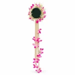 Pink floral bridal kalira with pearl strands