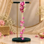 Pink floral bridal kalira with pearl strands